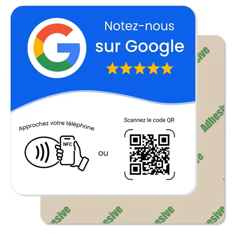Plaque NFC + QR Notez-nous sur Google